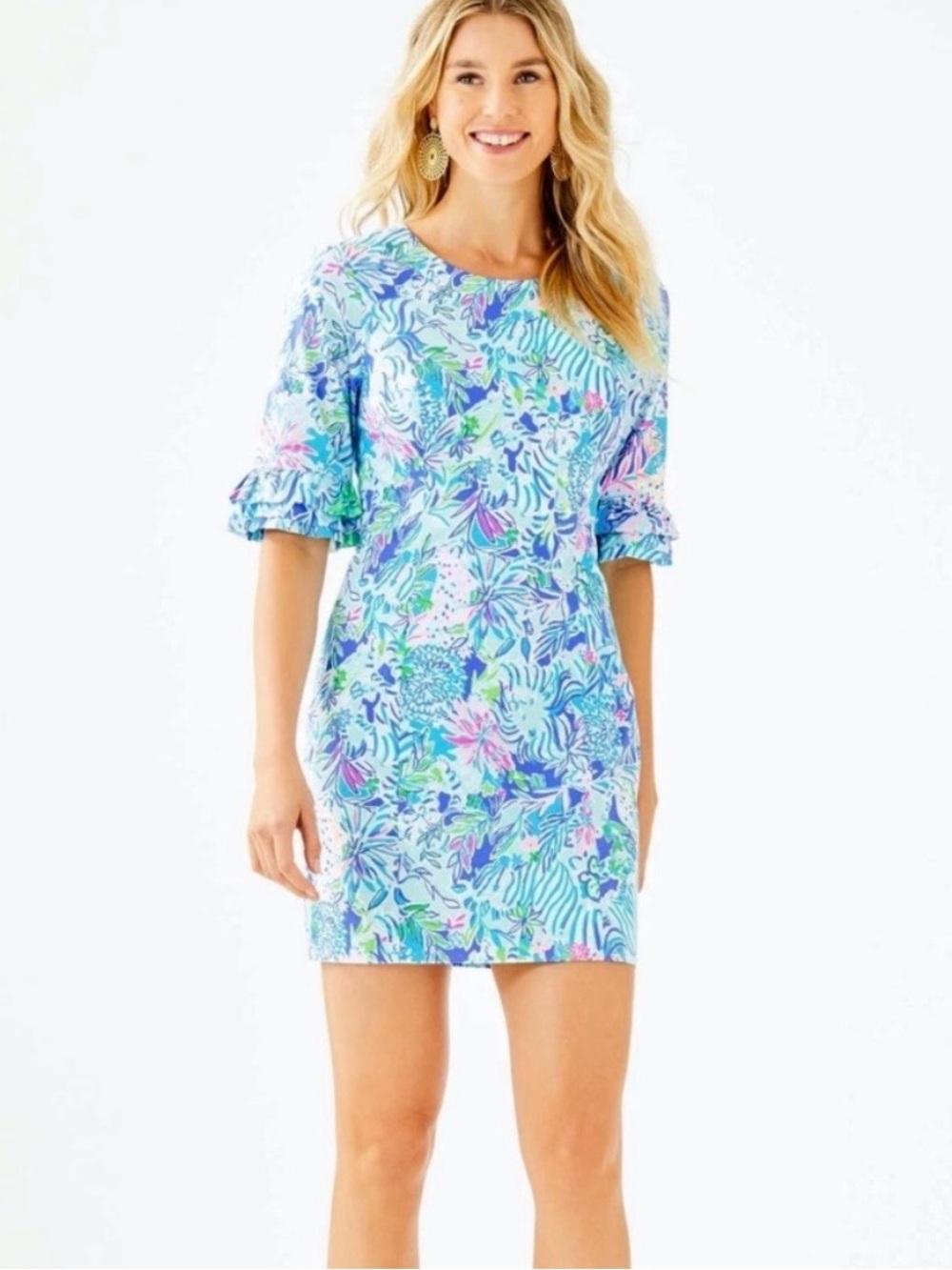 Lilly Pulitzer | Fiesta stretch shift dress in Coastal Blue Lion Around